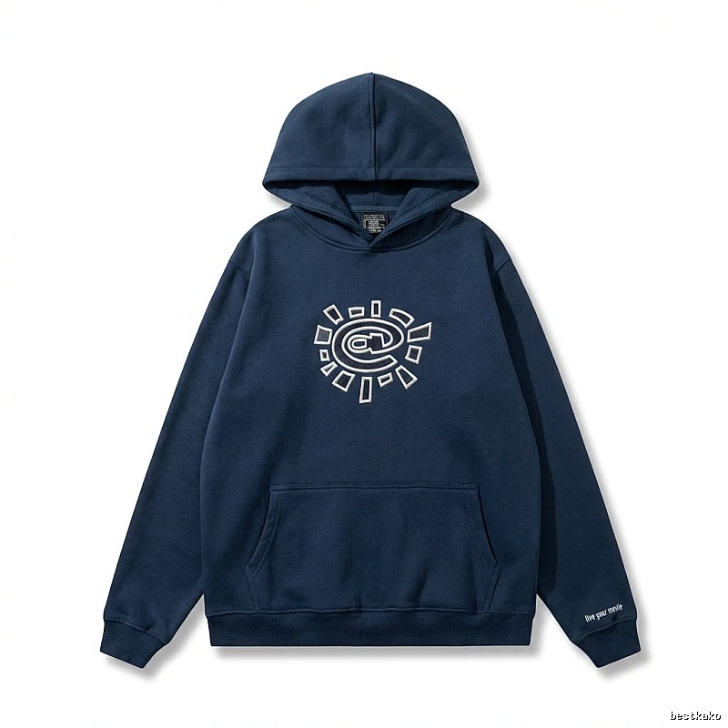 ADWYSD retro-style navy blue hoodie