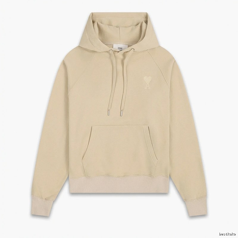 AMI Love Minimalist Style Beige Hoodie