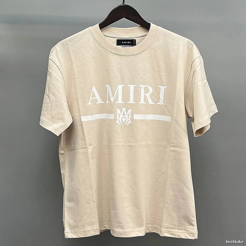 Amiri Beige White Records Graphic T-Shirt Relaxed Styling