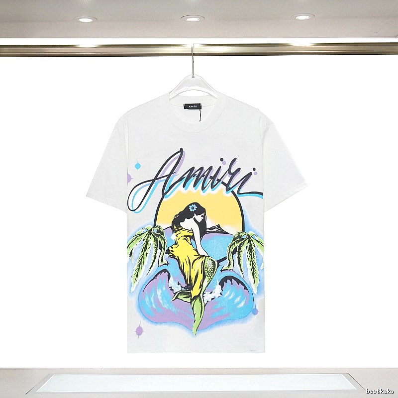 Amiri Logo Detail Graphic T-shirt White Blue Amiri with Functional Detail