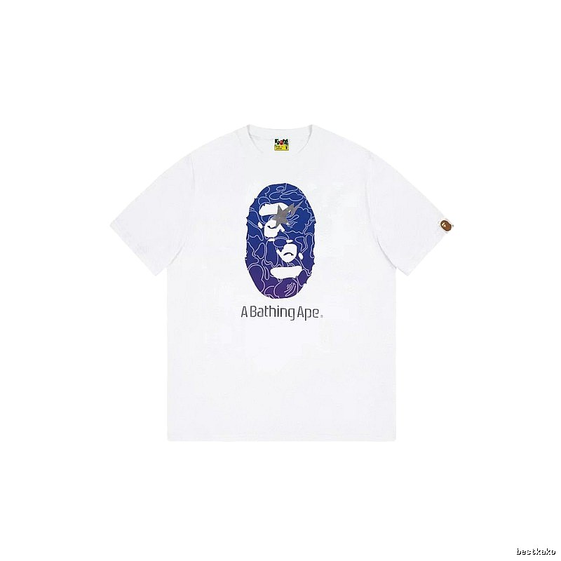Bape ape face print short-sleeved white T-shirt