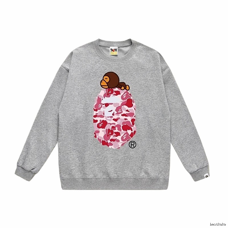 Bape cartoon camouflage style gray sweatshirt