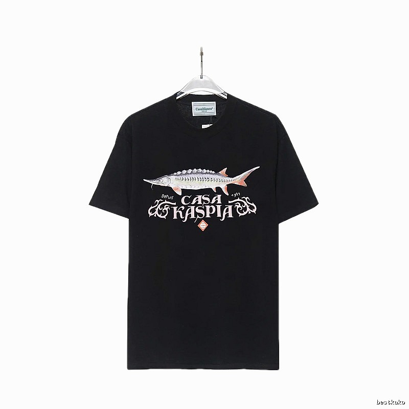 Casablanca printed trendy brand black T-shirt