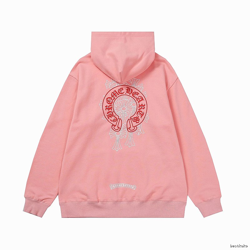 Chrome Hearts 2089-39 Pink Red Cross Graphic Hoodie Travel Pack