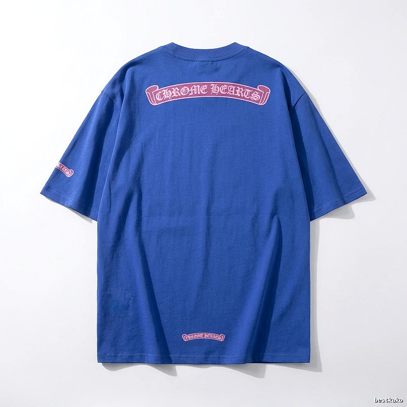 Chrome Hearts Blue Trendy and Cool Short-sleeve Shirt