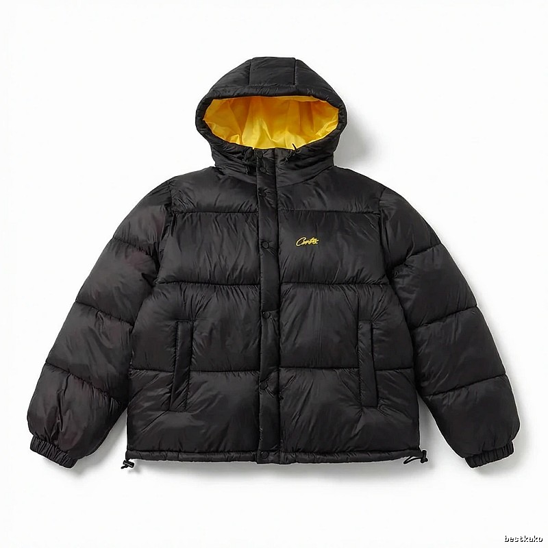 Corteiz black and yellow color - blocking down jacket