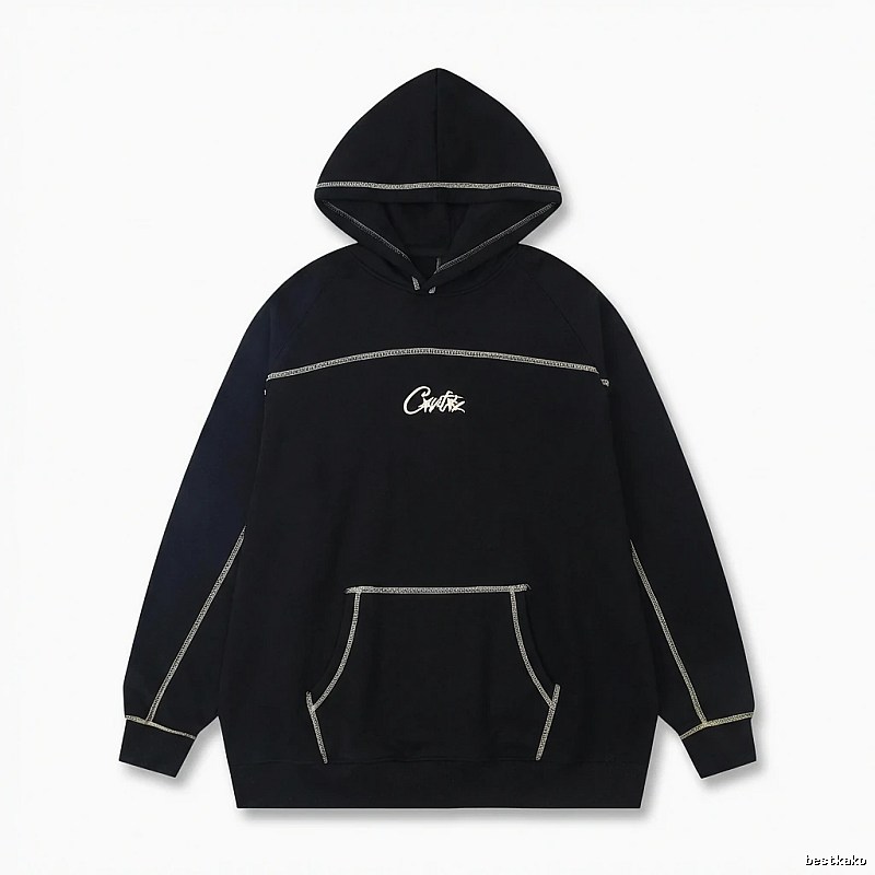 Corteiz Embroidered Simple Style Black Sweatshirt