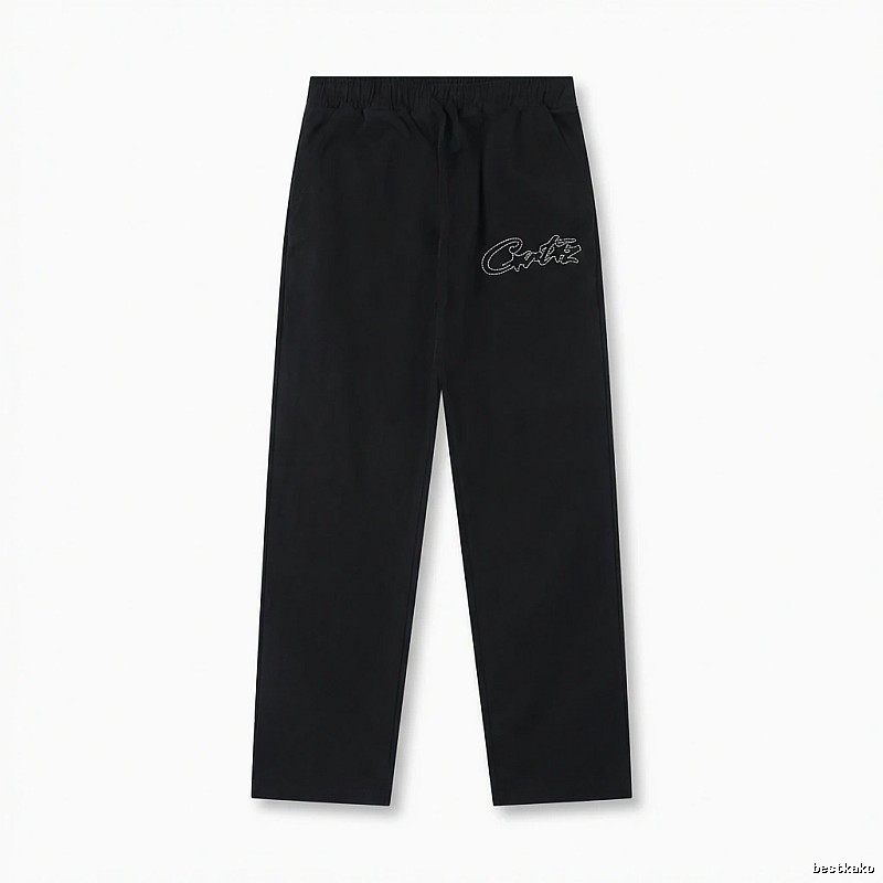 Corteiz minimalist style black long trousers