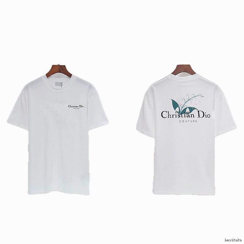 Dior Lily of the Valley Collection Casual Style White T-Shirt