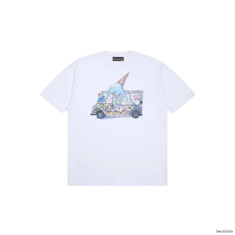 DREW Graffiti Style Ice Cream Truck White Short Sleeve T-shirt
