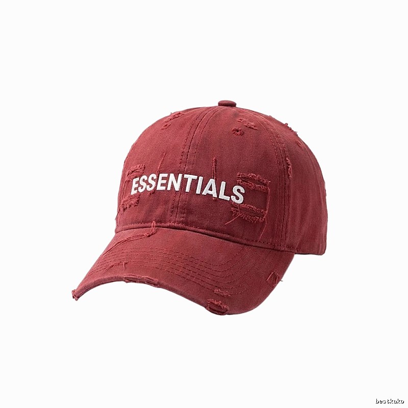Essentials Ripped Style Burgundy Hat
