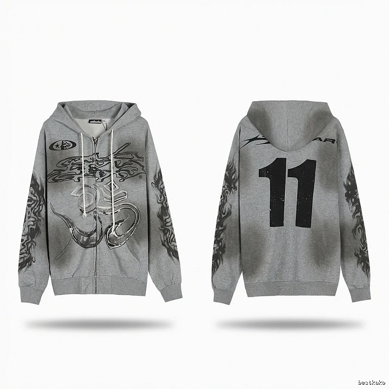 Hellstar Flame Wind Gray Sweatshirt