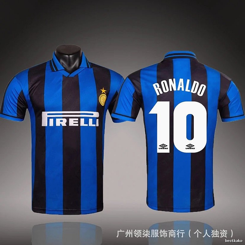 Inter Milan Streetwear Brehme #3 soccer jersey Blue Black Striped with Logo Accent