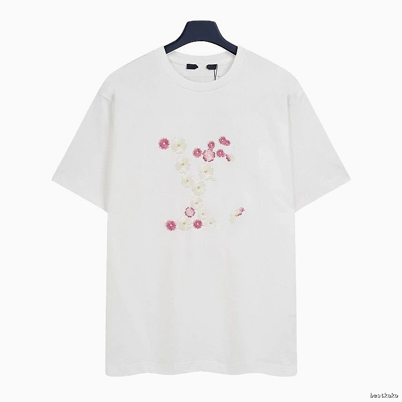 Louis Vuitton Floral Embroidered Casual White T-Shirt