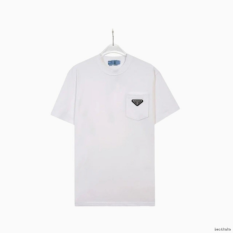Prada Triangle Logo Minimalist Style White T-Shirt