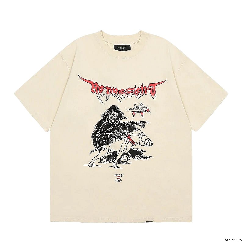 Represent Grim Reaper Print Vintage High Street Beige T-Shirt