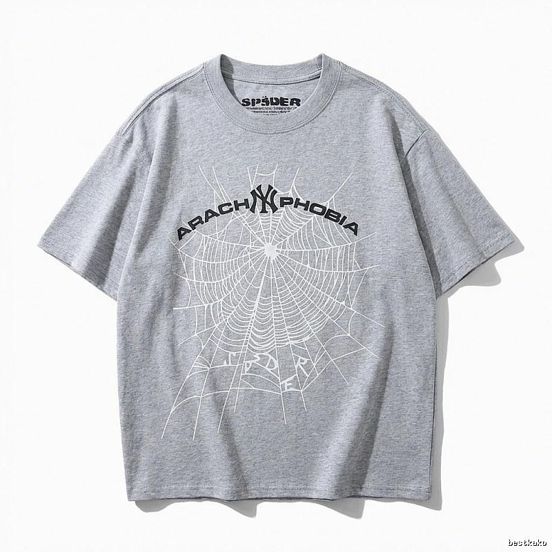 Sp5der Spider Web Trendy Grey T-shirt