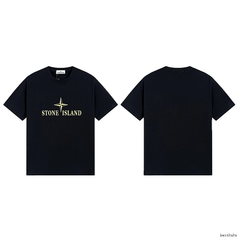 Stone Island Compass Print Street Style Black T-Shirt