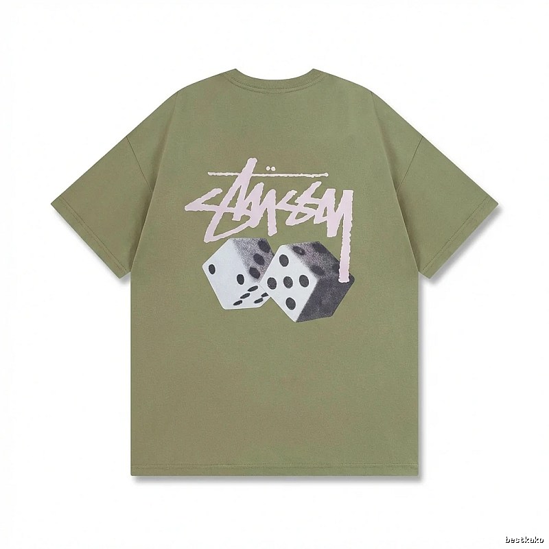 Stussy Dice Trend Brand Olive Green T-shirt