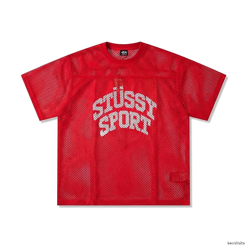 Stussy Sport series red trendy short-sleeved shirt.