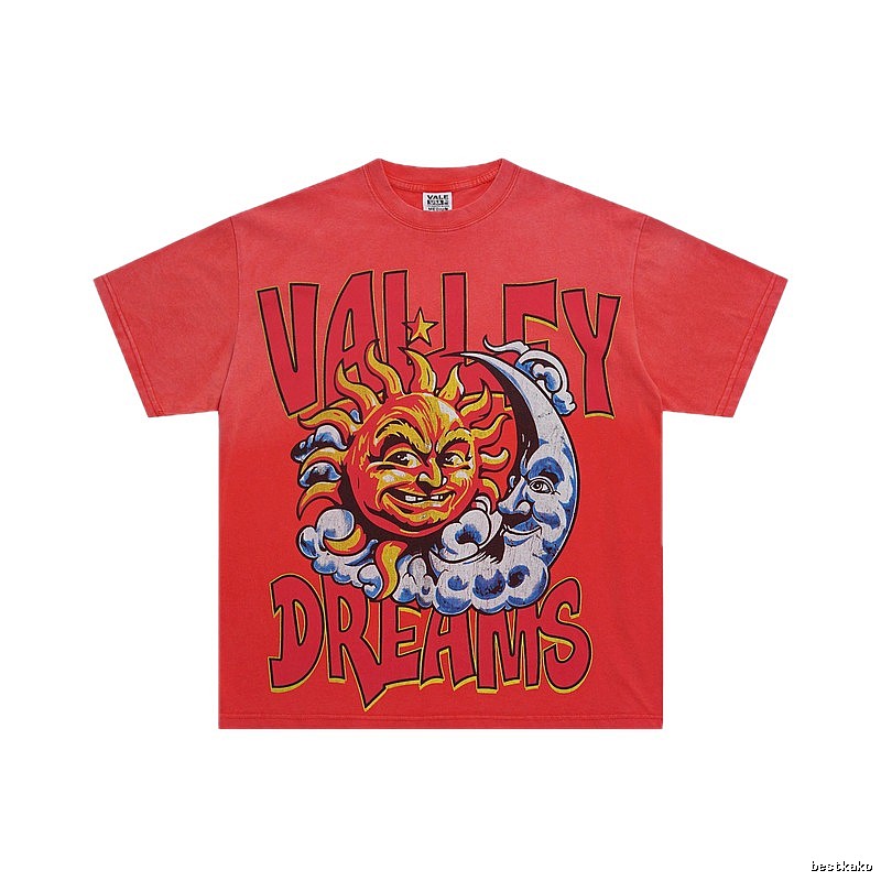 Valley Sun & Moon Vintage Red Short-sleeve T-shirt