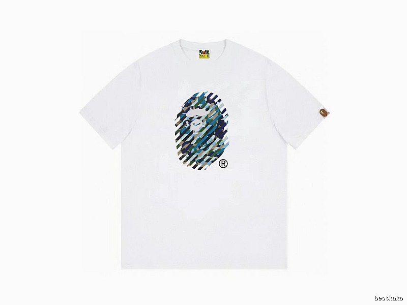 A Bape camouflage-style white T-shirt