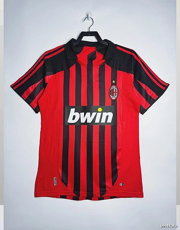 AC Milan Premium Style Retro soccer jersey Red Black Striped for Resort Outfits