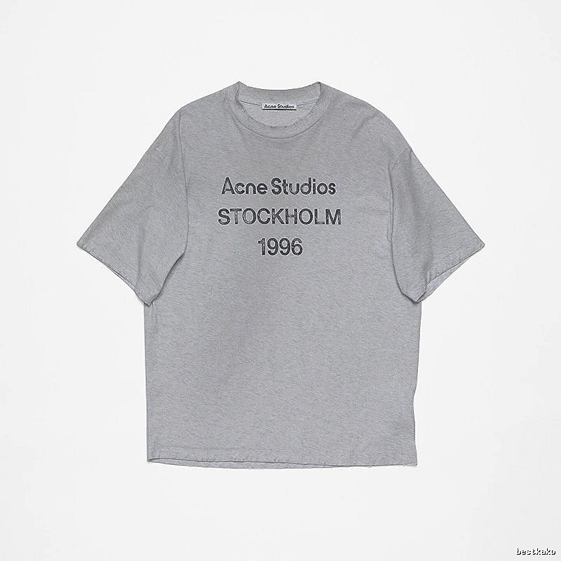 Acne Studios 2090-80 Gray Style Ac908026 Stockholm Logo T-Shirt Streetwear Look