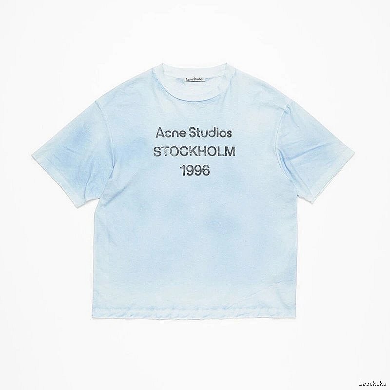 Acne Studios 2090-80 Light Blue Style Ac908046 Stockholm Logo T-Shirt Gift Ready