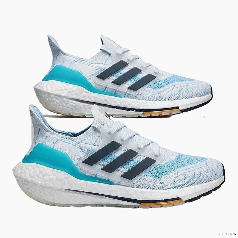 Adidas Ultraboost stylish blue and white running shoes