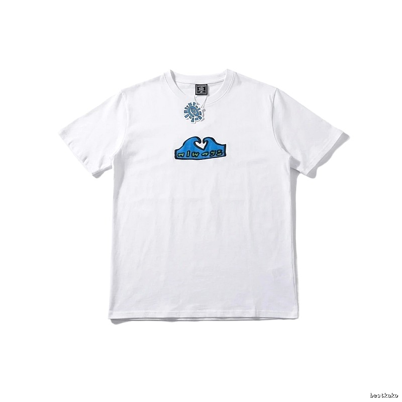 ADWYSD Wave Print Short-Sleeve White T-shirt