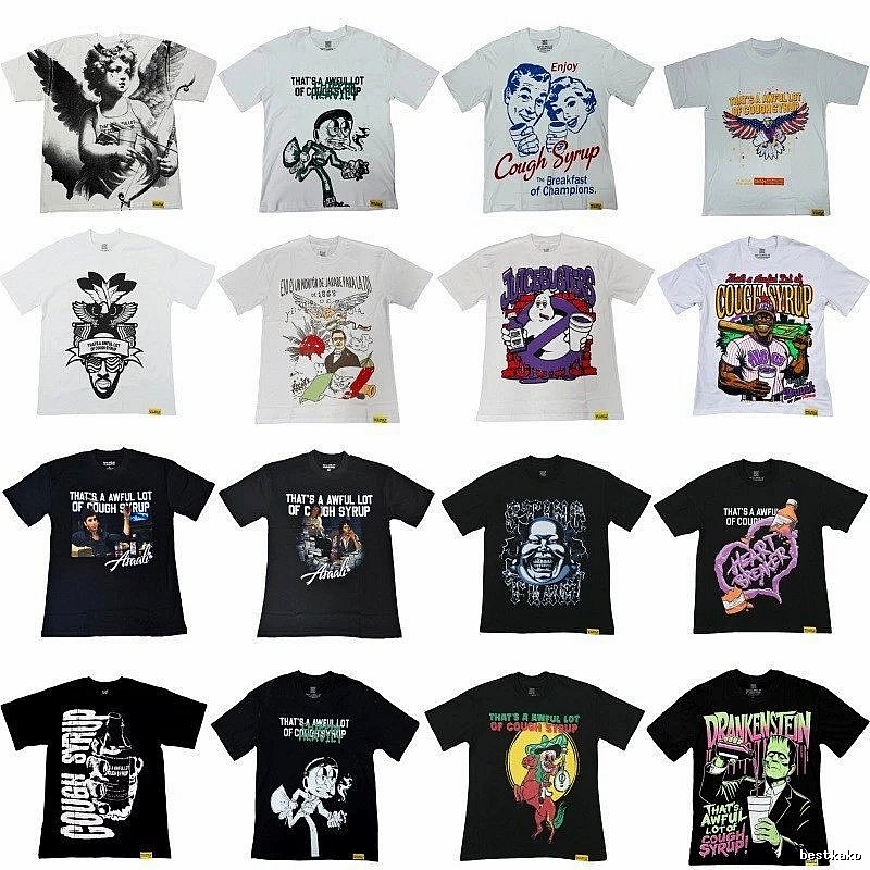 ALOCS Printed American Street Style Multi-color Short-sleeve T-shirt