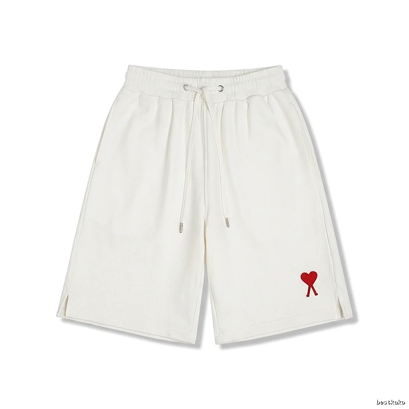 AMI Embroidered Minimalist Style White Shorts