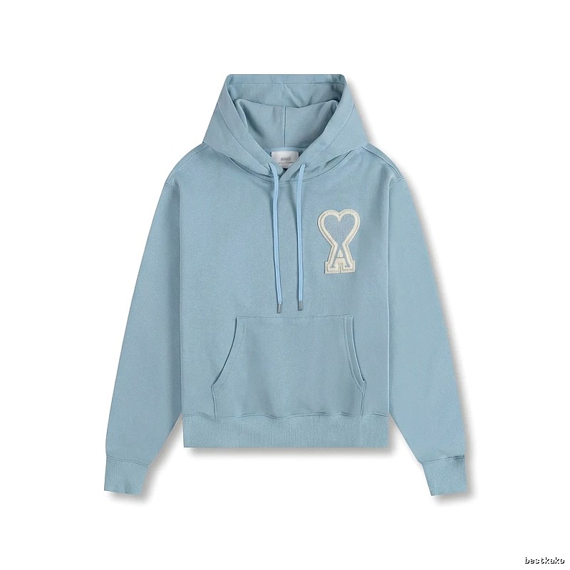 AMI Love Heart Pattern Light Blue Hoodie