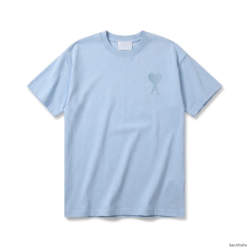 AMI Love Heart Pattern Light Blue T-shirt