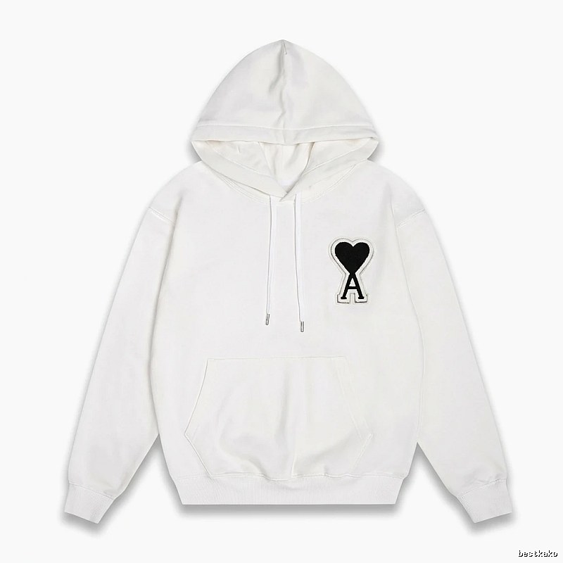 AMI Love Series Minimalist Style White Hoodie