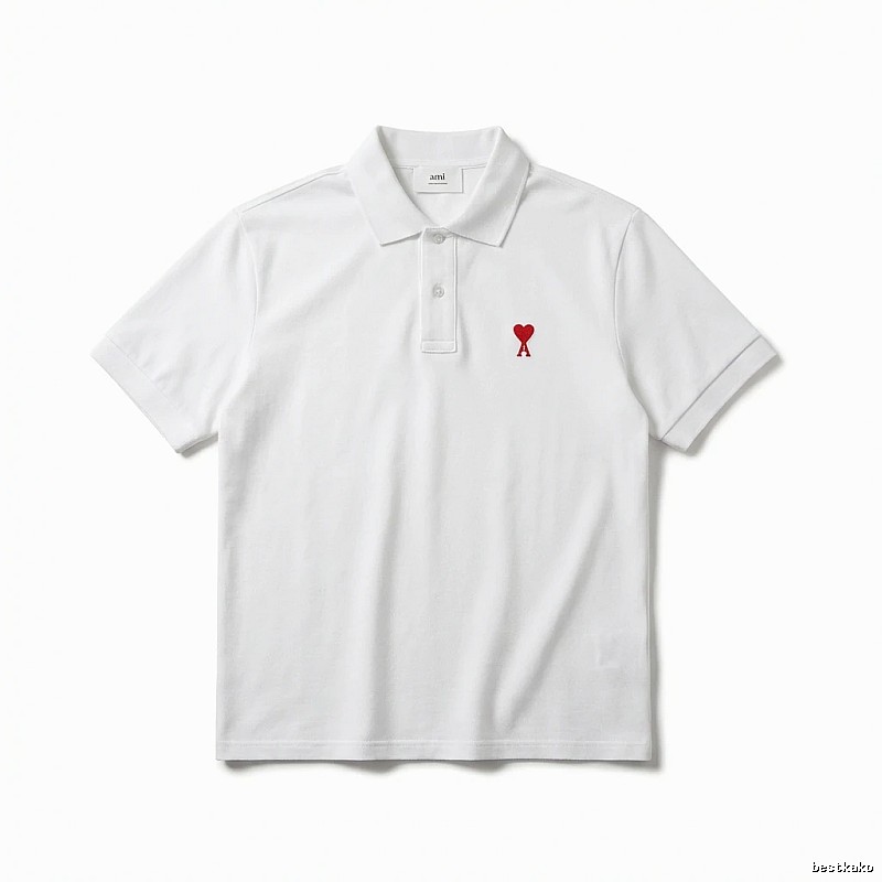 AMI Love Simple White Polo Shirt