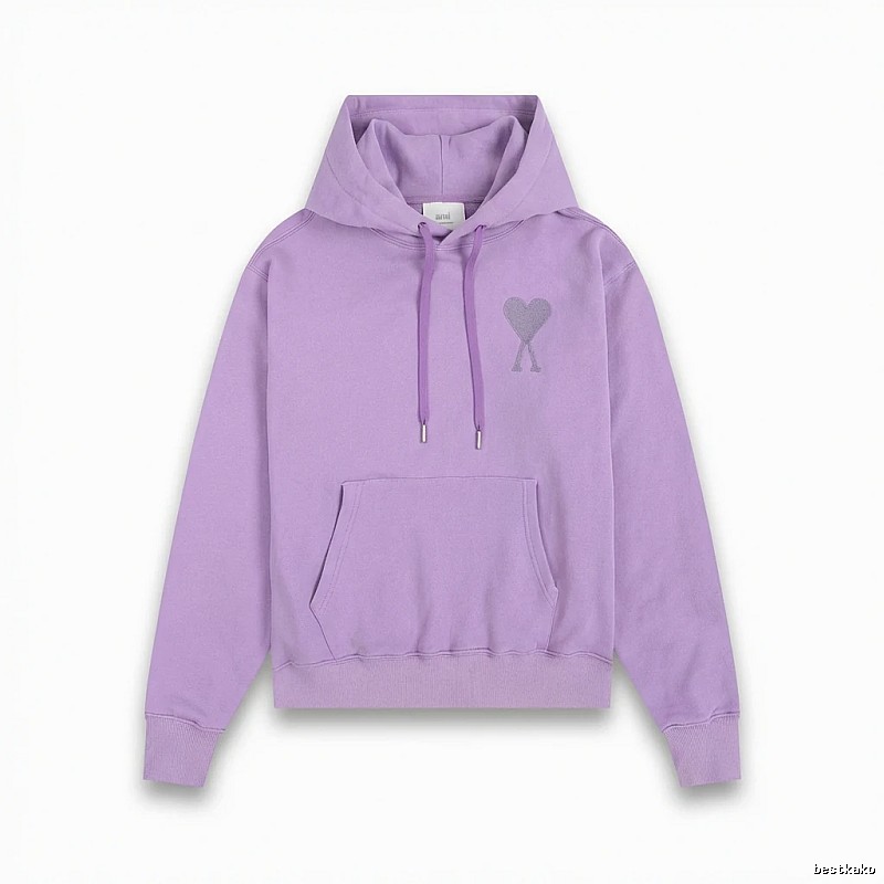 AMI series minimalist style purple hoodie
