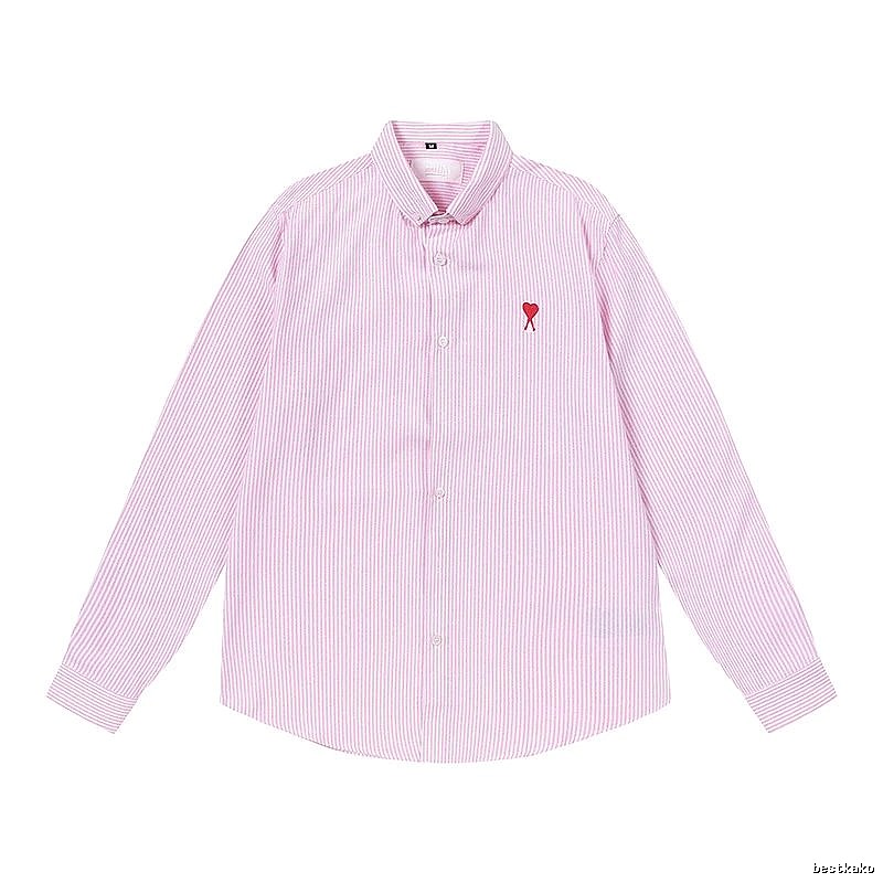 AMI Stripe Minimalist Style Pink Shirt