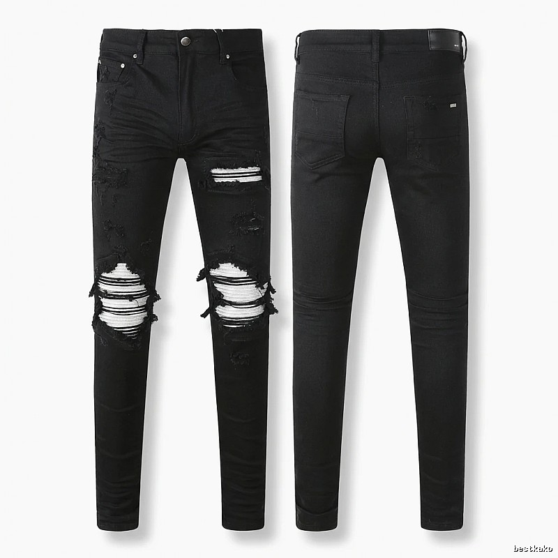 AMI trendy brand black jeans with holes