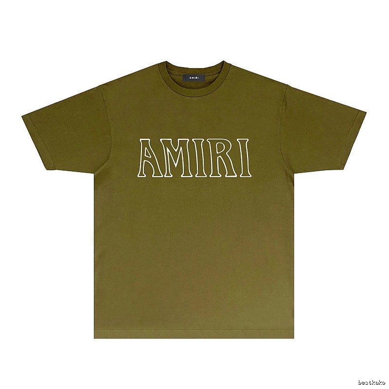 AMIRI Basic Style Trendy and Cool Olive Green T-shirt