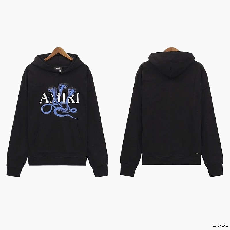 AMIRI Black Hoodie with Snake Print