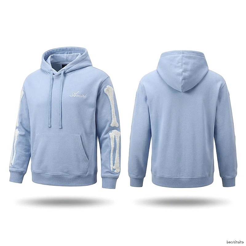 AMIRI Bone Pattern Trendy and Cool Style Light Blue Sweatshirt