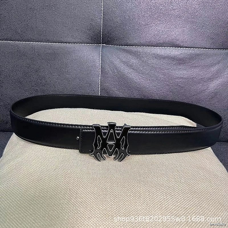Amiri Streetwear Logo belt Black Belt Metallic with Logo Accent