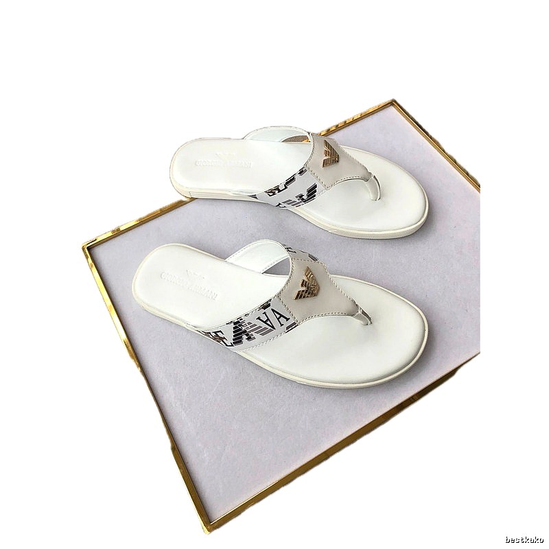Armani Eagle Logo Casual Style White Flip-flops