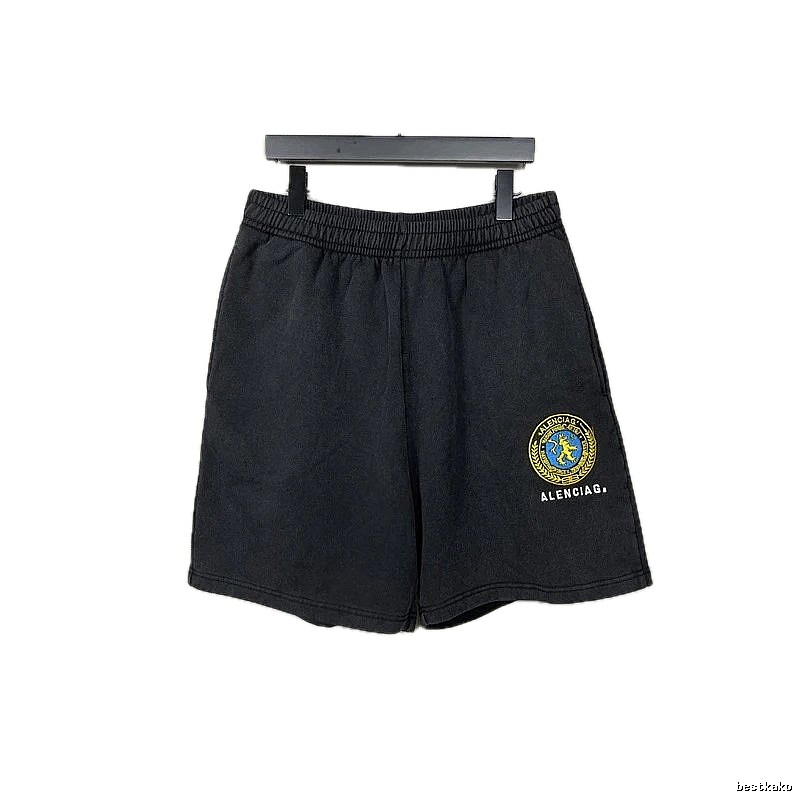 Balenciaga badge-style black shorts