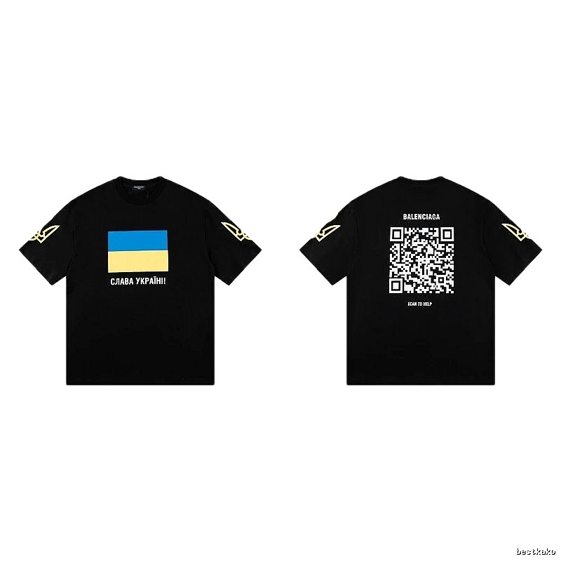 Balenciaga Charity Print Trendy Style Black Short-sleeve T-Shirt