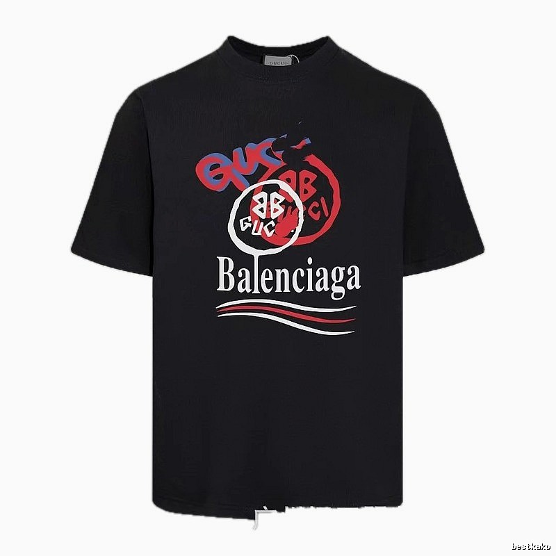 Balenciaga Co-branded Graffiti-style Black T-shirt