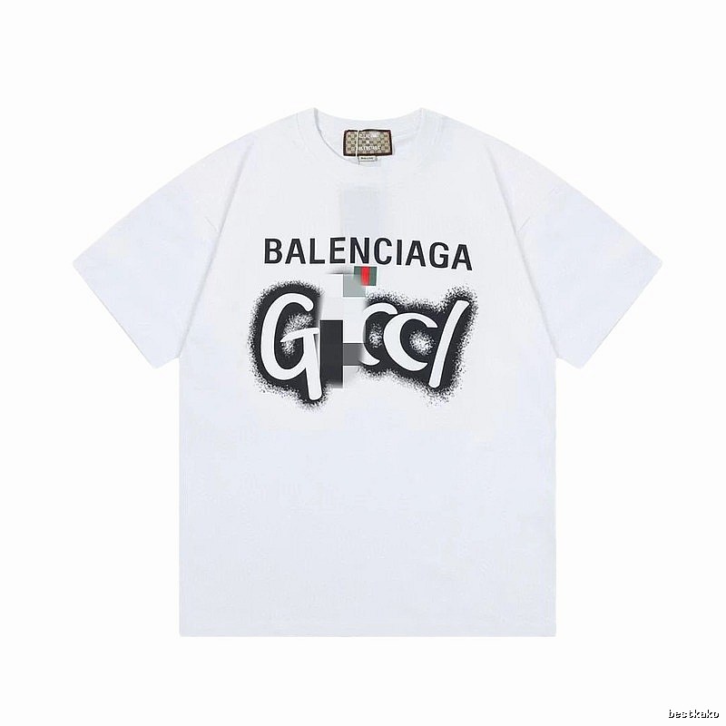 Balenciaga Co-branded Graffiti-style White Short-sleeve T-shirt