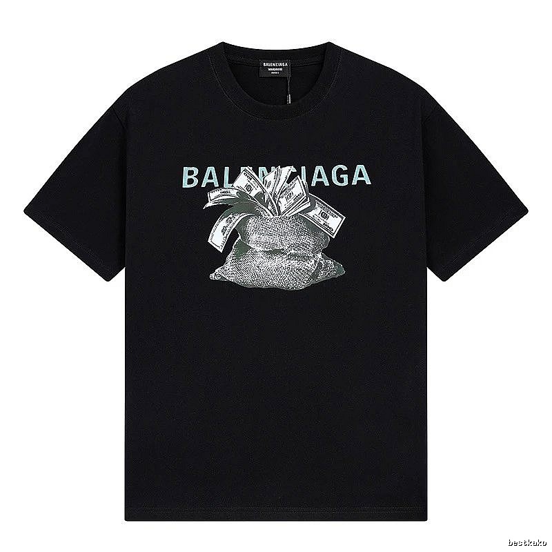Balenciaga Dollar Print Street Style Black T-Shirt